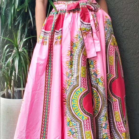 Long Maxi Skirt Cotton Dashiki Skirt African Long Skirt Bohemian Skirt - Picture 14 of 14